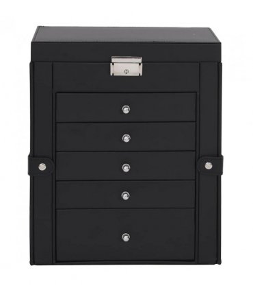 vidaXL Jewellery Box 6-Layer with Mirror Lockable Black