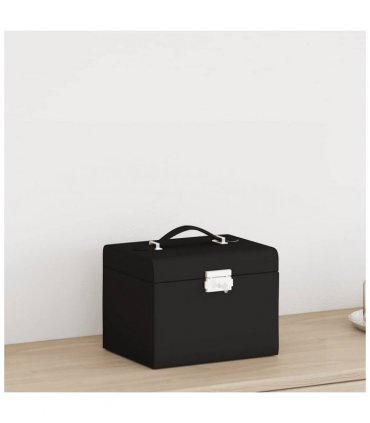 vidaXL Jewellery Box 4-Layer with Mirror Lockable Black 22.5x17.5x16.5 cm