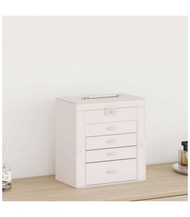 vidaXL Jewellery Box 5-Layer with Mirror Lockable White