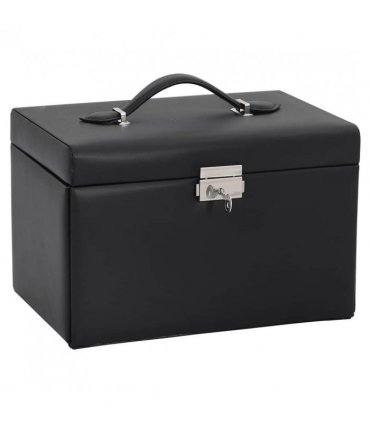 vidaXL Jewellery Box 3-Layer with Mirror Lockable Black 26x18x17.5 cm