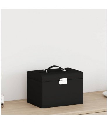vidaXL Jewellery Box 3-Layer with Mirror Lockable Black 26x18x17.5 cm