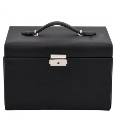 vidaXL Jewellery Box 3-Layer with Mirror Lockable Black 26x18x17.5 cm