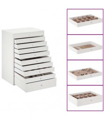 vidaXL Jewellery Box 10-Layer with Watch Holders White 29x20.5x40.5 cm