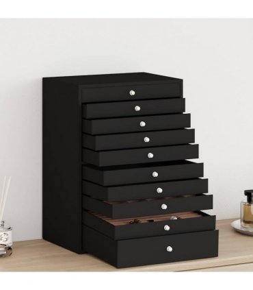 vidaXL Jewellery Box 10-Layer with Watch Holders Black 29x20.5x40.5 cm