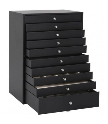 vidaXL Jewellery Box 10-Layer with Watch Holders Black 29x20.5x40.5 cm
