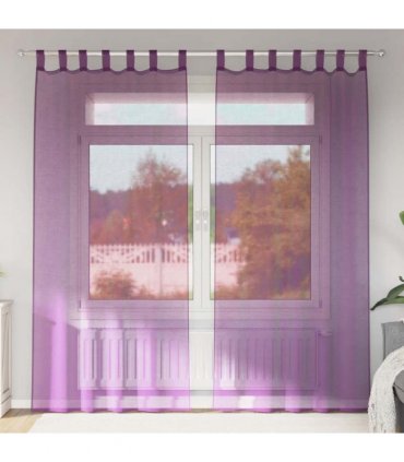 vidaXL Voile Curtains with Loops 2 pcs Purple 140x225 cm — Size: 140 x 225 cm