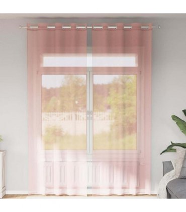 vidaXL Voile Curtains with Grommets 2 pcs Pink 140x300 cm — Size: 140 x 300 cm