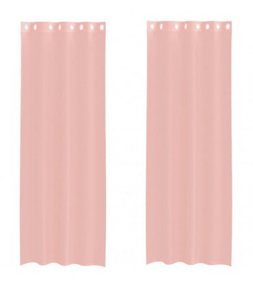 vidaXL Voile Curtains with Grommets 2 pcs Pink 140x300 cm — Size: 140 x 300 cm