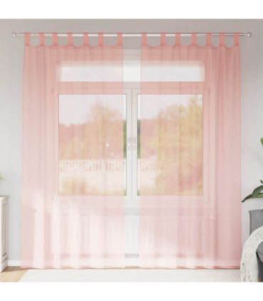 vidaXL Voile Curtains with Loops 2 pcs Pink 140x245 cm — Size: 140 x 245 cm