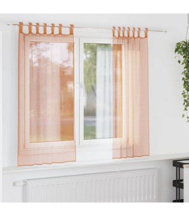 vidaXL Voile Curtains with Loops 2 pcs Terracotta 140x140 cm — Size: 140 x 140 cm