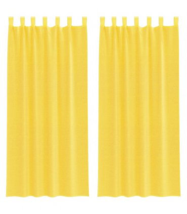 vidaXL Voile Curtains with Loops 2 pcs Yellow 140x245 cm — Size: 140 x 245 cm