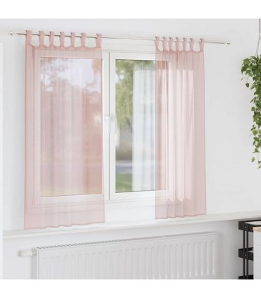 vidaXL Voile Curtains with Loops 2 pcs Light Pink 140x140 cm — Size: 140 x 140 cm