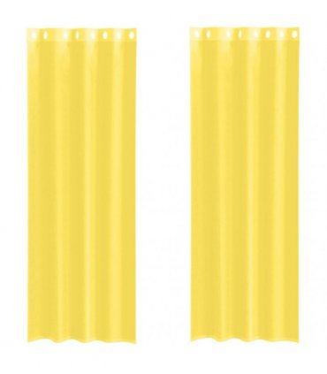 vidaXL Voile Curtains with Grommets 2 pcs Yellow — Size: 140 x 300 cm