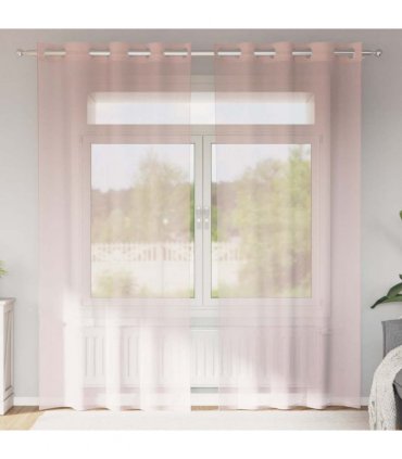 vidaXL Voile Curtains with Grommets 2 pcs Light Pink 140x245 cm — Size: 140 x 245 cm