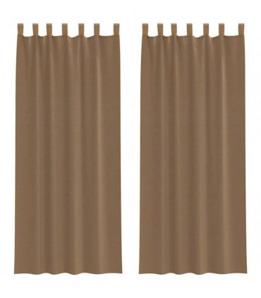 vidaXL Voile Curtains with Loops 2 pcs Light Brown 140x260 cm — Size: 140 x 260 cm