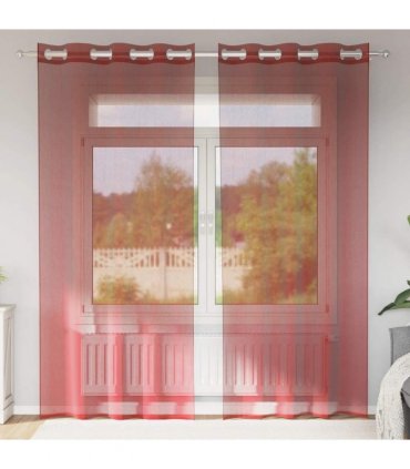 vidaXL Voile Curtains with Grommets 2 pcs Wine Red — Size: 140 x 225 cm