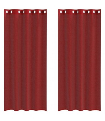 vidaXL Voile Curtains with Grommets 2 pcs Wine Red — Size: 140 x 225 cm