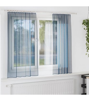 vidaXL Voile Curtains with Rod Pockets 2 pcs Royal Blue — Size: 140 x 175 cm