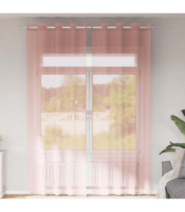vidaXL Voile Curtains with Grommets 2 pcs Pink 140x260 cm — Size: 140 x 260 cm