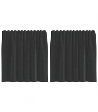 vidaXL Voile Curtains with Rod Pockets 2 pcs Black — Size: 140 x 140 cm