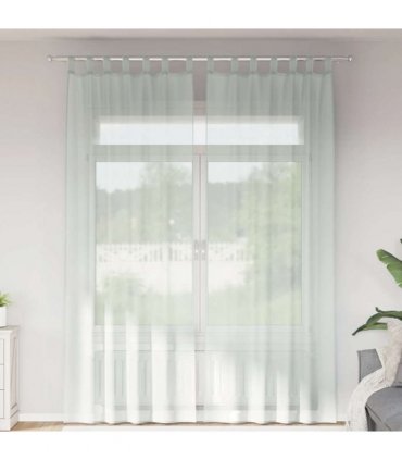 vidaXL Voile Curtains with Loops 2 pcs Light Grey 140x260 cm — Size: 140 x 260 cm