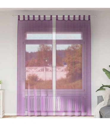 vidaXL Voile Curtains with Loops 2 pcs Purple 140x260 cm — Size: 140 x 260 cm