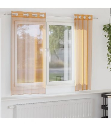 vidaXL Voile Curtains with Grommets 2 pcs Orange 140x175 cm — Size: 140 x 175 cm