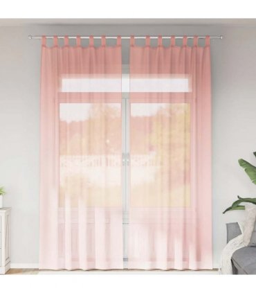 vidaXL Voile Curtains with Rod Pockets 2 pcs Pink — Size: 140 x 260 cm