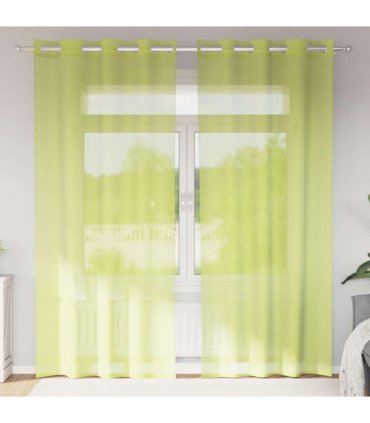 vidaXL Voile Curtains with Grommets 2 pcs Apple Green 140x245 cm — Size: 140 x 245 cm