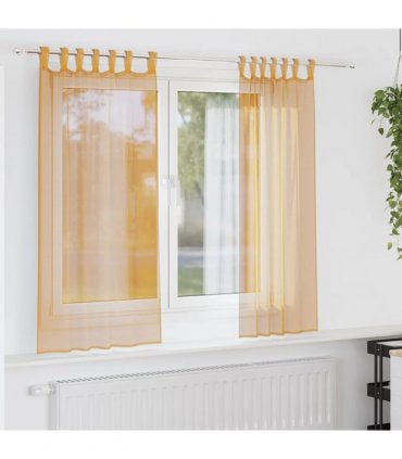 vidaXL Voile Curtains with Loops 2 pcs Orange 140x140 cm — Size: 140 x 140 cm