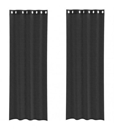 vidaXL Voile Curtains with Grommets 2 pcs Black 140x260 cm — Size: 140 x 260 cm