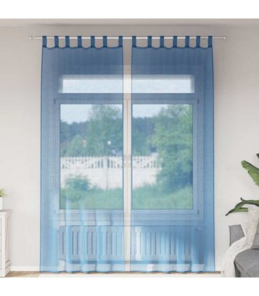 vidaXL Voile Curtains with Loops 2 pcs Royal Blue 140x260 cm — Size: 140 x 260 cm