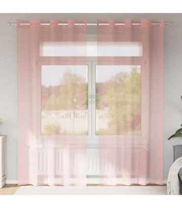 vidaXL Voile Curtains with Grommets 2 pcs Pink 140x245 cm — Size: 140 x 245 cm
