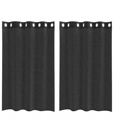 vidaXL Voile Curtains with Grommets 2 pcs Black 140x175 cm — Size: 140 x 175 cm