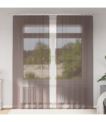 vidaXL Voile Curtains with Tab Top 2 pcs Brown — Size: 140 x 245 cm, Model: with loops