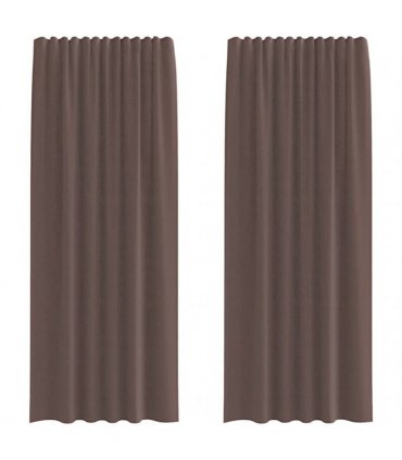 vidaXL Voile Curtains with Tab Top 2 pcs Brown — Size: 140 x 245 cm, Model: with loops