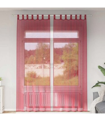 vidaXL Voile Curtains with Loops 2 pcs Wine Red 140x260 cm — Size: 140 x 260 cm
