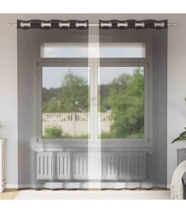 vidaXL Voile Curtains with Grommets 2 pcs Black 140x245 cm — Size: 140 x 245 cm