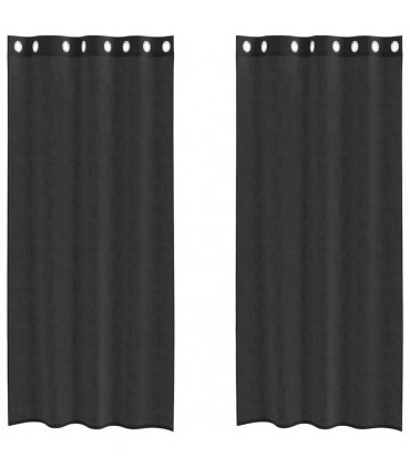 vidaXL Voile Curtains with Grommets 2 pcs Black 140x245 cm — Size: 140 x 245 cm