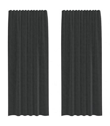 vidaXL Voile Curtains with Rod Pockets 2 pcs Black — Size: 140 x 225 cm