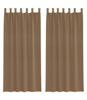 vidaXL Voile Curtains with Loops 2 pcs Light Brown 140x225 cm — Size: 140 x 225 cm