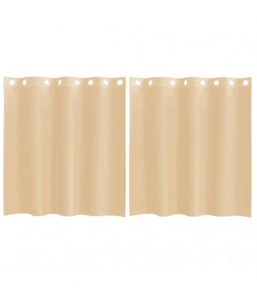 vidaXL Voile Curtains with Grommets 2 pcs Sand — Size: 140 x 140 cm