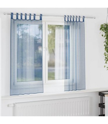 vidaXL Voile Curtains with Loops 2 pcs Royal Blue 140x175 cm — Size: 140 x 175 cm