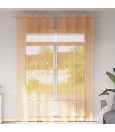 vidaXL Voile Curtains with Grommets 2 pcs Orange 140x260 cm — Size: 140 x 260 cm