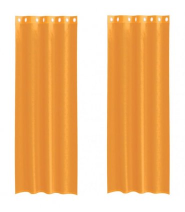 vidaXL Voile Curtains with Grommets 2 pcs Orange 140x260 cm — Size: 140 x 260 cm