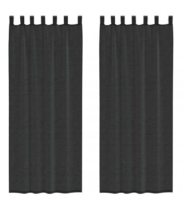 vidaXL Voile Curtains with Tab Top 2 pcs Black — Size: 140 x 260 cm, Model: with loops