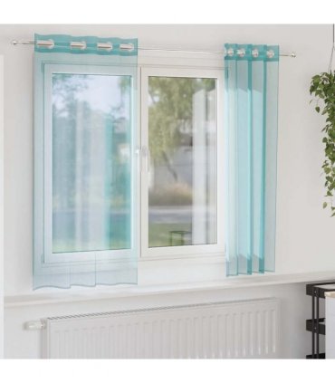 vidaXL Voile Curtains with Grommets 2 pcs Turquoise — Size: 140 x 175 cm