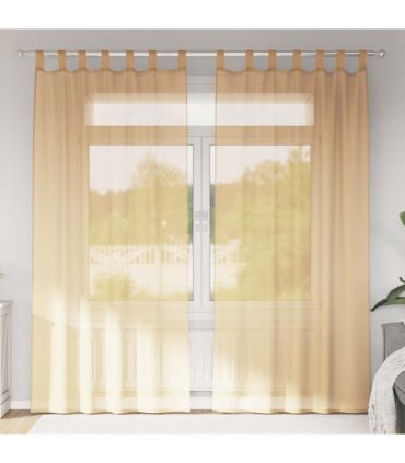 vidaXL Voile Curtains with Loops 2 pcs Sand 140x225 cm — Size: 140 x 225 cm