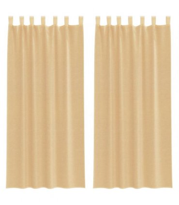 vidaXL Voile Curtains with Loops 2 pcs Sand 140x225 cm — Size: 140 x 225 cm