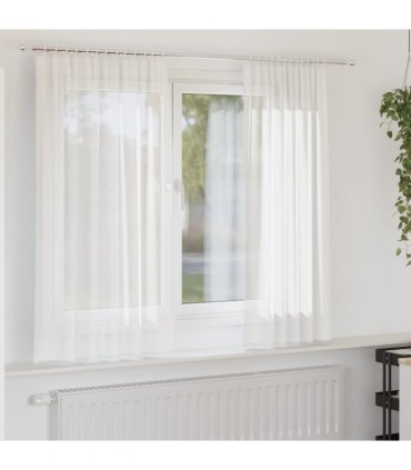 vidaXL Voile Curtains with Rod Pockets 2 pcs White — Size: 140 x 140 cm